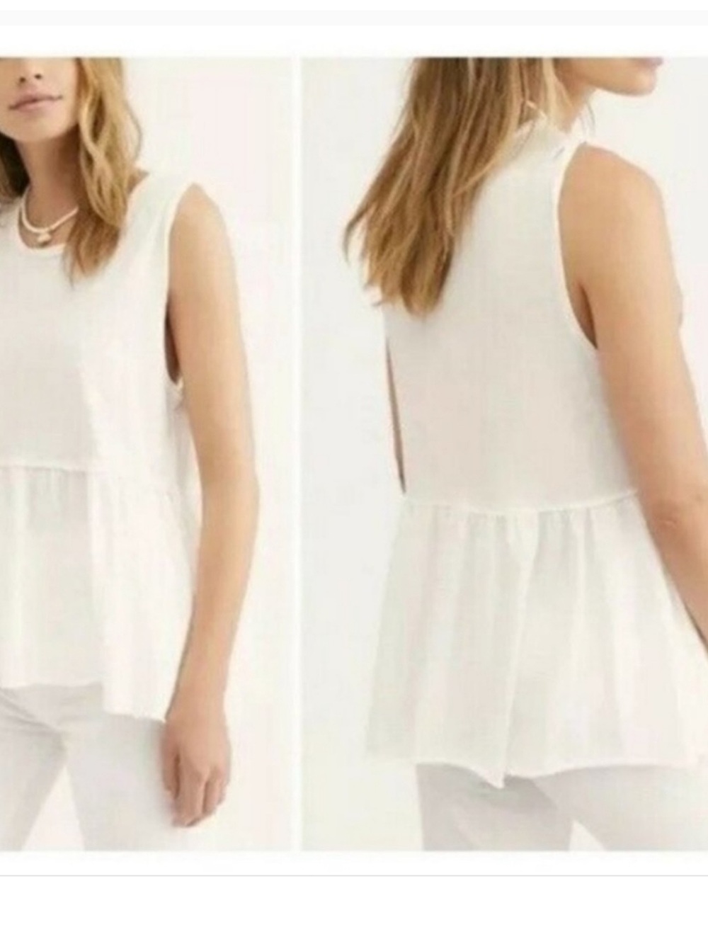 NWT Free People we the free anytime tank White Peplum size m - Picture 4 of 10